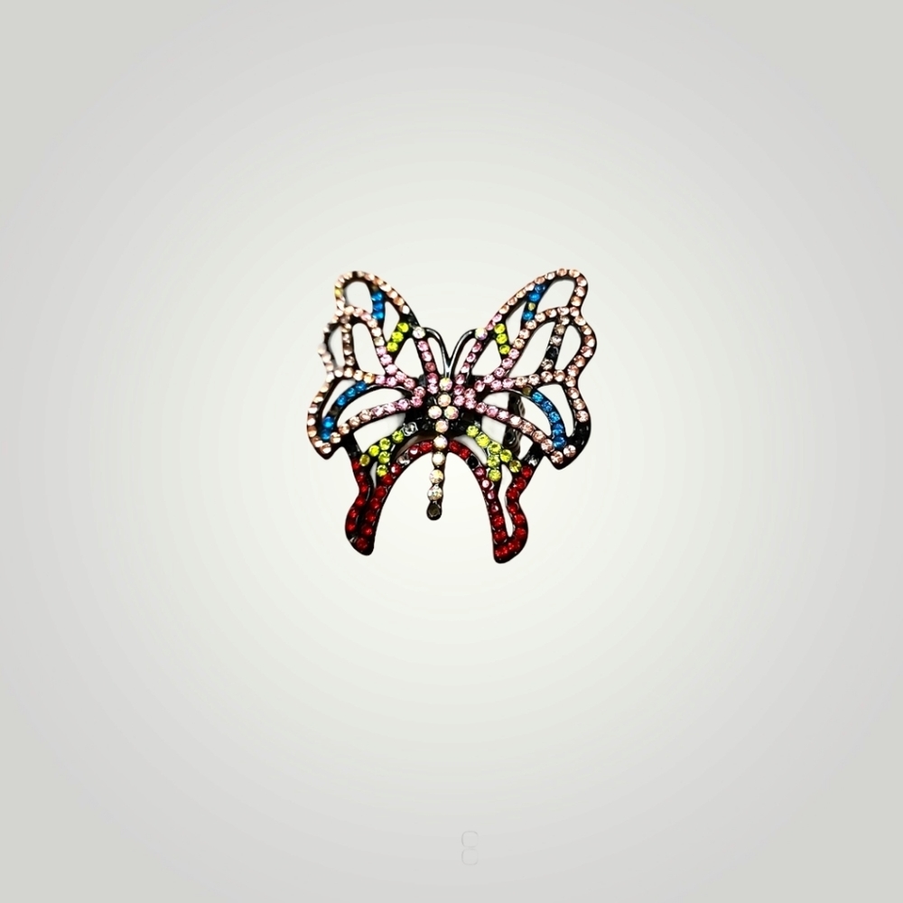 Multi - Colored gem Butterfly Ring - Size 6+ (Stretch)